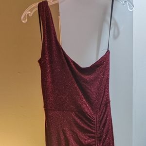 One shoulder glitter long dress